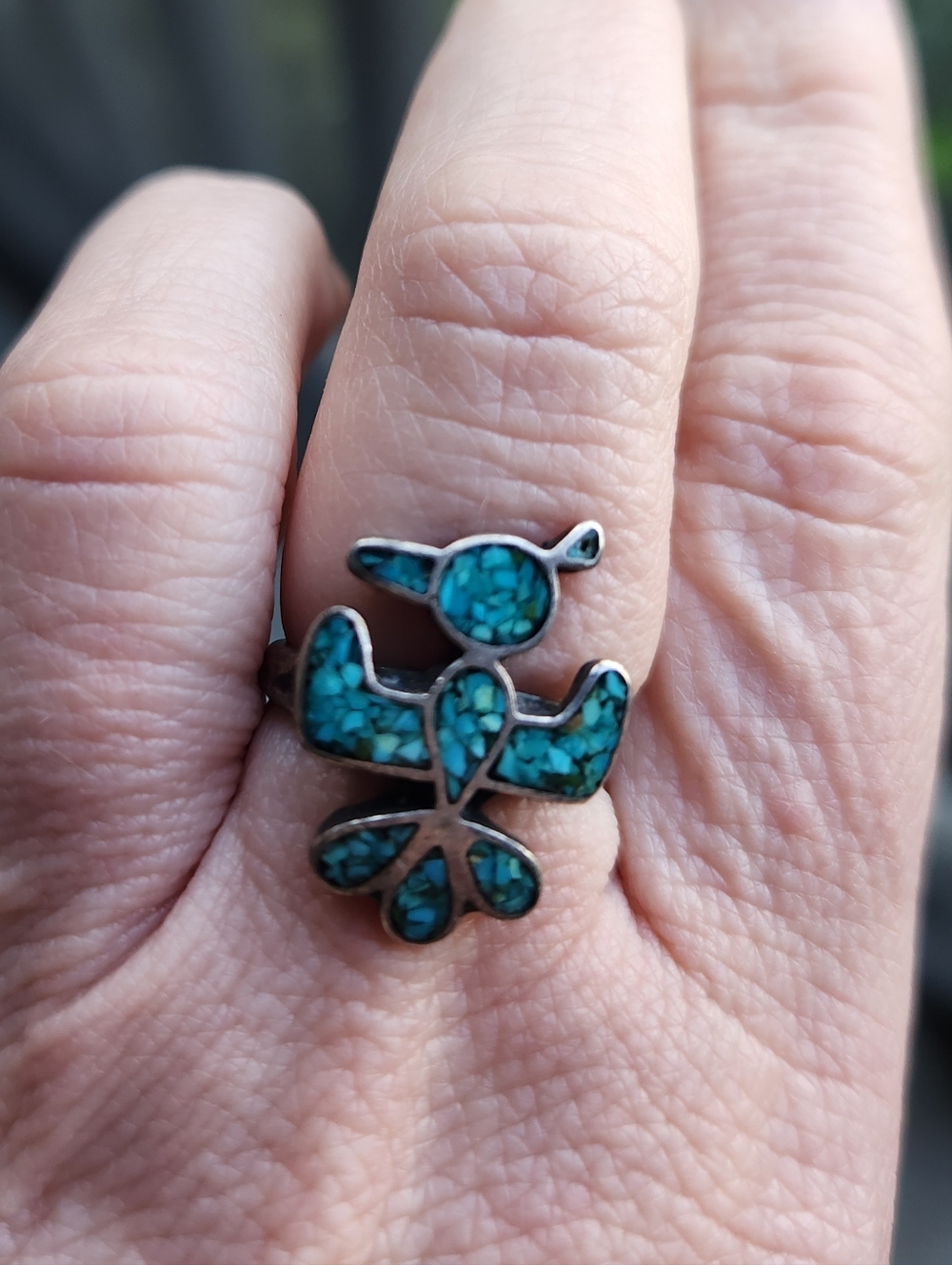 Handmade Native American Sterling Silver 925 Vintage Turquoise Thunderbird Ring